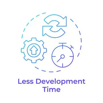 Less development time blue gradient concept icon Illustrazione stock