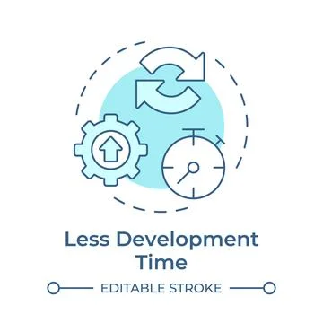 Less development time soft blue concept icon Illustrazione stock