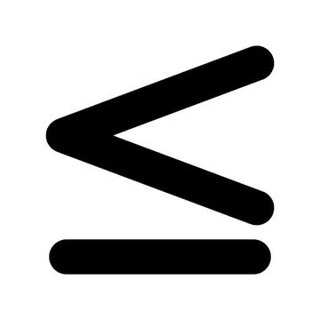 Less than or equal to mathematics symbol, education maths icon, web element v Stock Illustration