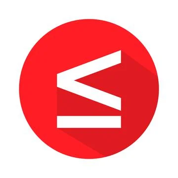 Less than or equal to mathematics symbol, education maths icon, web element v Stock Illustration