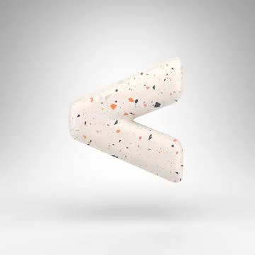 Less than symbol on white background. 3D sign with terrazzo pattern texture. Ilustração Stock