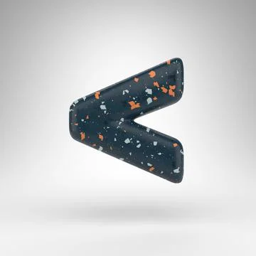 Less than symbol on white background. 3D sign with blue terrazzo pattern text Stock Illustration