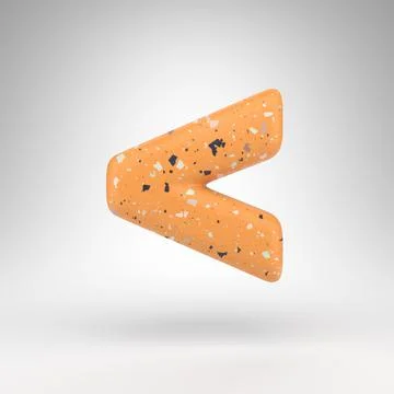 Less than symbol on white background. 3D sign with orange terrazzo pattern te Stock Illustration