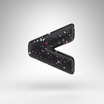 Less than symbol on white background. 3D sign with black terrazzo pattern tex Stock Illustration
