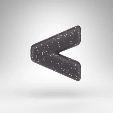 Less than symbol on white background. Black matte 3D sign with copper dots Иллюстрация