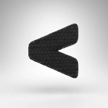 Less than symbol on white background. Black carbon fiber 3D sign with carbon  イラスト素材