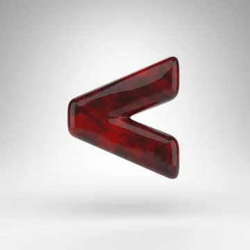 Less than symbol on white background. Red amber 3D sign with glossy surface. イラスト素材