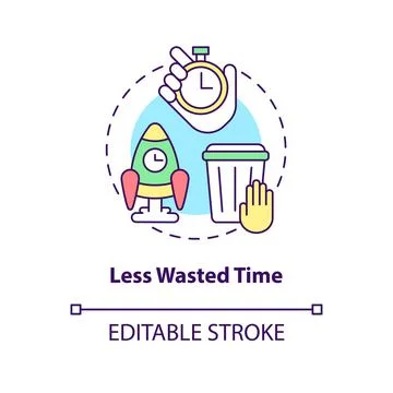 Less wasted time concept icon Illustrazione stock