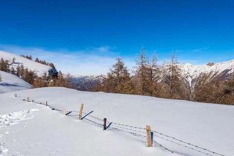 Lessinia Plateau with the Mountain Range of Monte Carega and Brenta Dolomites Stock Photos