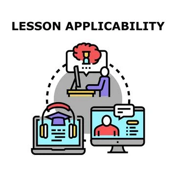 Lesson applicability concept of distance online education Stock Illustration