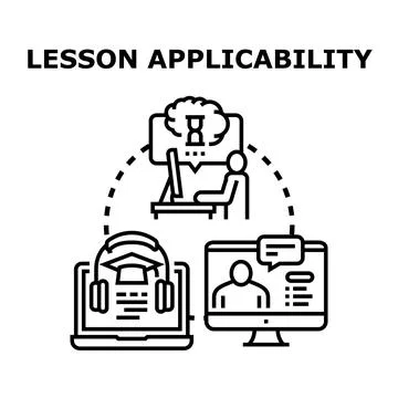 Lesson applicability concept of distance online education Stock Illustration