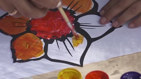 A lesson in drawing of watercolor Stock Footage 81387045