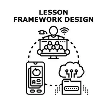 Lesson framework design planning for online education Illustrazione stock