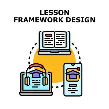 Lesson framework design planning online education system Stock Illustration