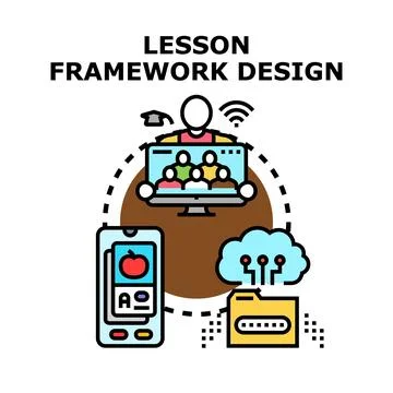 Lesson framework design planning for online education Illustrazione stock