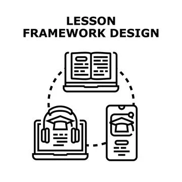 Lesson framework design planning online education system Stock Illustration