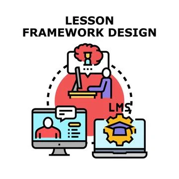 Lesson framework design process for online education Stock Illustration