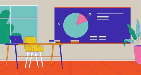 Lesson in math classroom cartoon flat illustration Stock Illustration