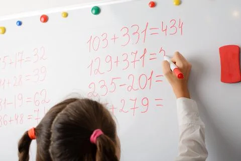 Lesson of math in conventional school Stock Photos