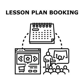 Lesson plan booking and online course management concept Stock Illustration