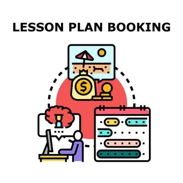 Lesson plan booking process with calendar and online management Stock Illustration