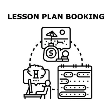 Lesson plan booking process with calendar and online management Stock Illustration