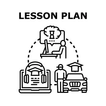 Lesson plan concept combining online and driving education Stock Illustration