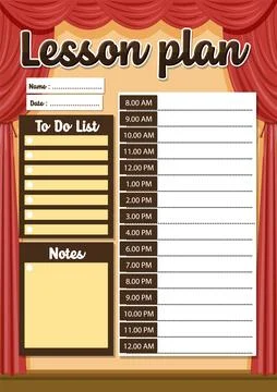 Lesson Plan Schedule with Hourly To-Do List Stock Illustration