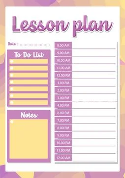 Lesson Plan Schedule with Hourly To-Do List Stock Illustration