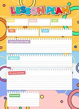 Lesson Plan for Student: Lined Notepad with Vector Illustration Stock Illustration