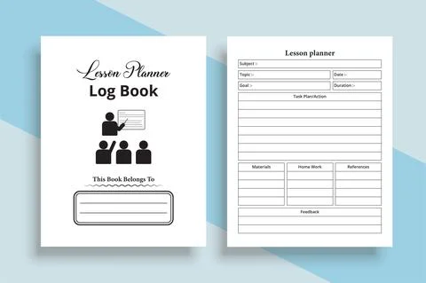Lesson planner logbook KDP interior. Educational organization planner and stu Stock Illustration
