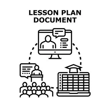 Lesson planning document creating educational curriculum concept 스톡 일러스트