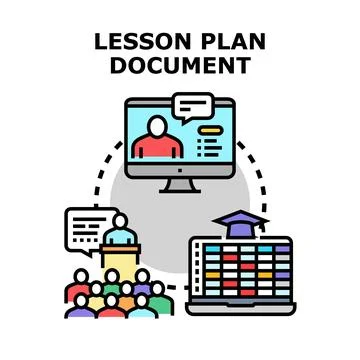 Lesson planning document creating educational curriculum concept Stock Illustration