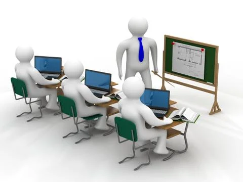Lesson in a school class. Isolated 3D image Stock Illustration