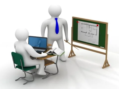 Lesson in a school class. Isolated 3D image. 스톡 일러스트