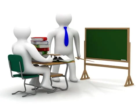 Lesson in a school class. Isolated 3D image. Stock Illustration
