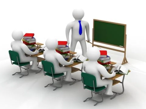 Lesson in a school class. Isolated 3D image. Stock Illustration