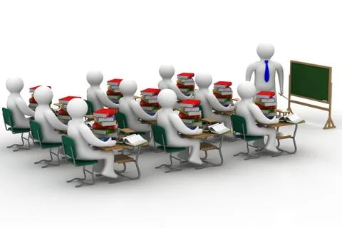 Lesson in a school class. Isolated 3D image. Stock Illustration