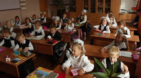 Lesson at school, first grade Stock Footage 29626506
