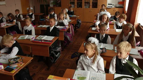 Lesson at school, first grade Stock Footage 29626602