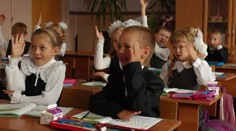 Lesson at school, first grade Stock Footage 29626603