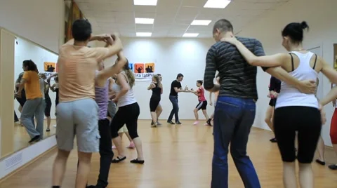 Lesson in the studio Latin American dancing. Stock Footage 7730881