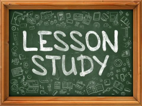Lesson Study - Hand Drawn on Green Chalkboard Illustrazione stock