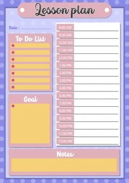 Lesson Study Plan: Hourly Schedule for Effective Learning Illustrazione stock