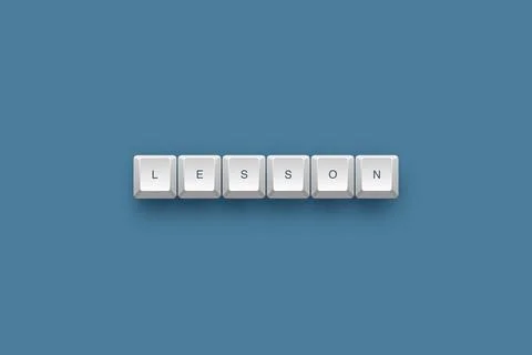 Lesson text on a 3d keyboard button with shadow concept series Ilustración de archivo