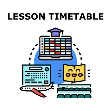 Lesson timetable concept managing education activities schedule Illustrazione stock