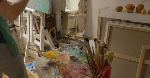 Lessons of painting. Stock Footage 83561616