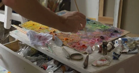 Lessons of painting. Stock Footage 83562635