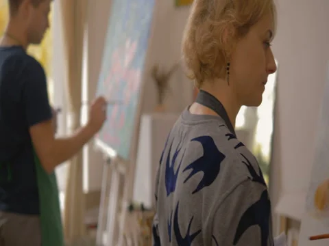 Lessons of painting. Stock Footage 83563266