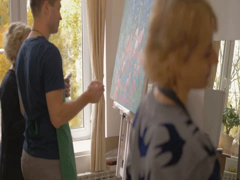 Lessons of painting. Stock Footage 83563305